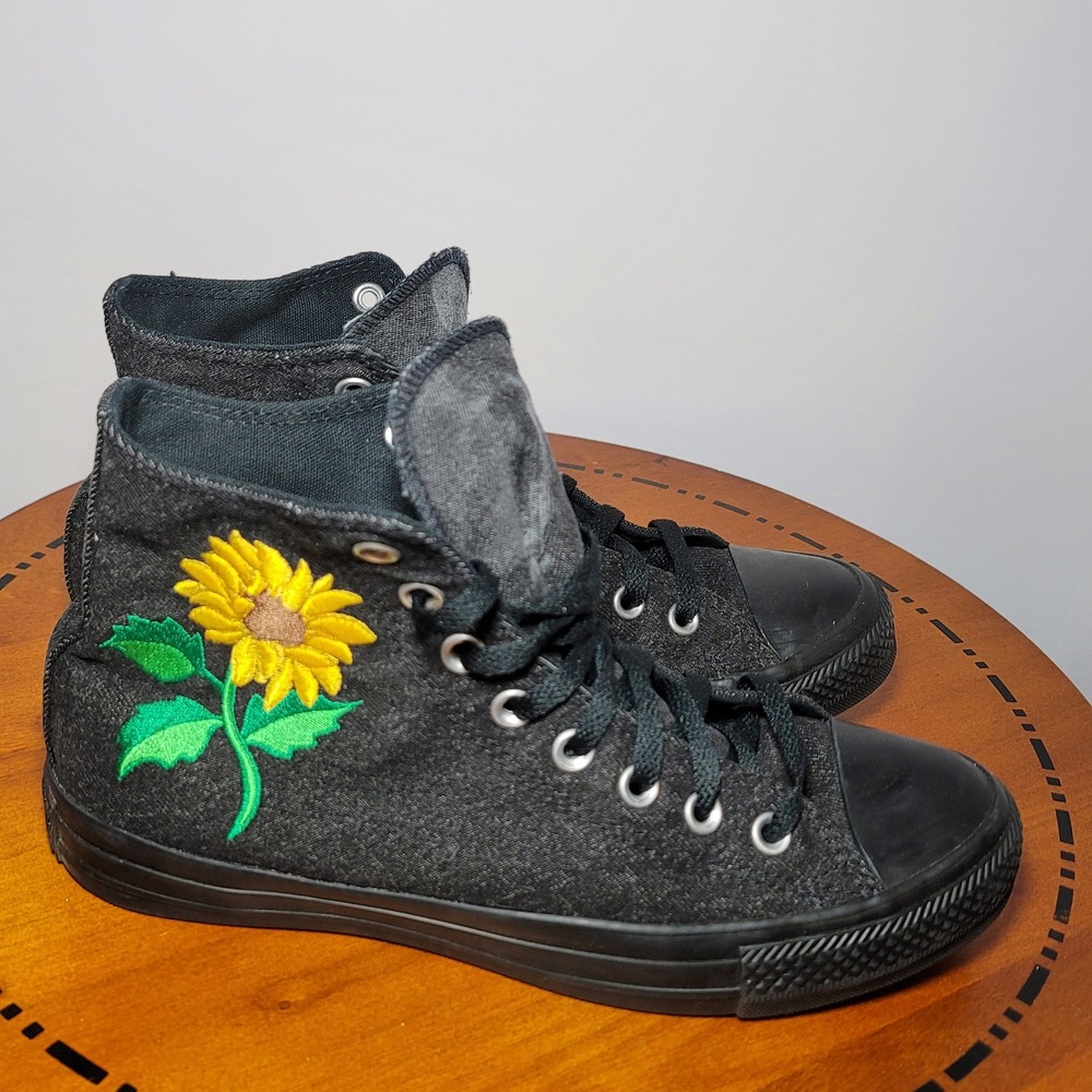 Converse Chuck Taylor All Star Sunflower Black High Top 163038C 9W 7M - Picture 4 of 10